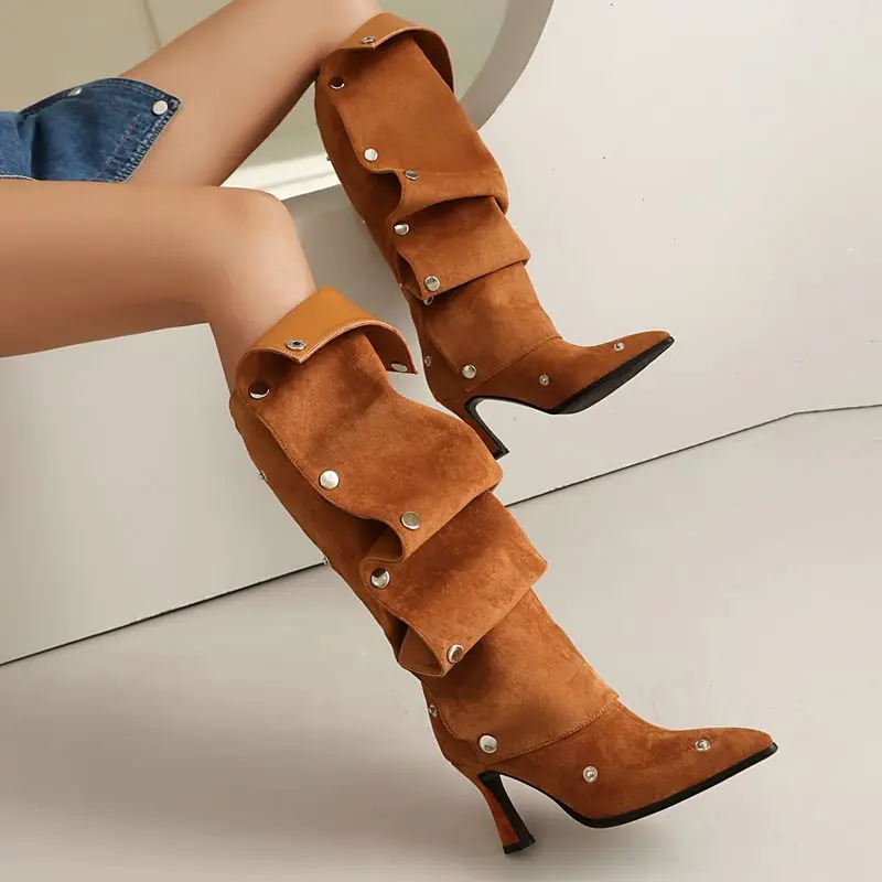 Girseaby Flock Модные женские сапоги до колена Декор Размер 46, 47 48 Ботильоны для вечеринок Замшевый каблук с острым носком 8 см Женская обувь Повседневная обувь 
Girseaby Flock Модные женские сапоги до колена Декор Размер 46, 47 48 Ботильоны для вечеринок Замшевый каблук с острым носком 8 см Женская обувь Повседневная обувь