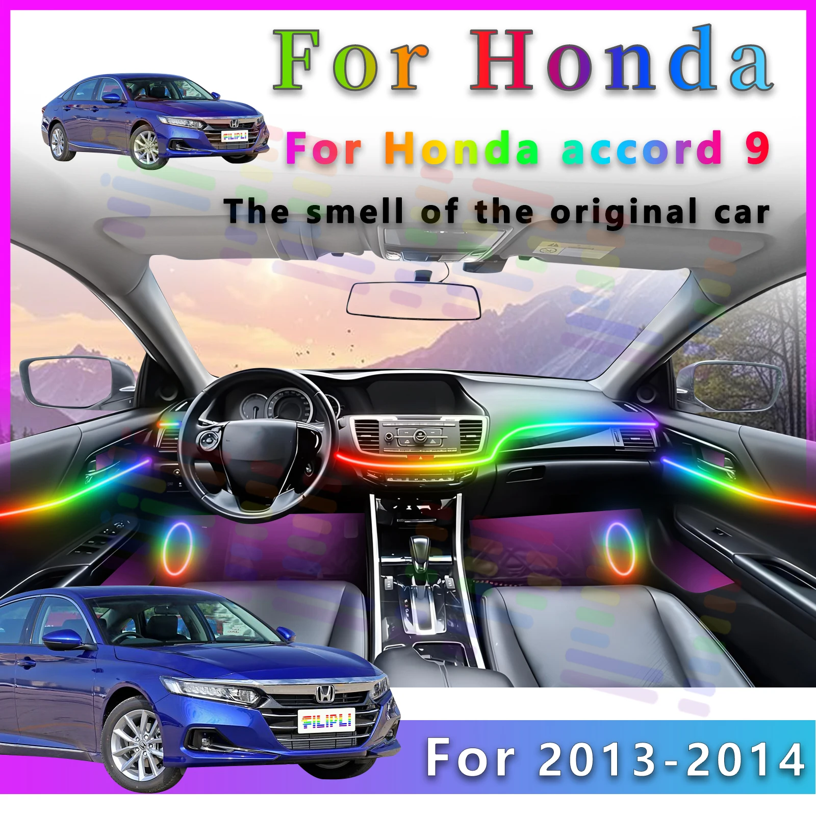 For Honda Accord 9th Gen Interior Decoration LED Strip 64 Colors Ambient Light Lamp with APP Controlled Acrylic Material and
For Honda Accord 9th Gen Interior Decoration LED Strip 64 Colors Ambient Light Lamp with APP Controlled Acrylic Material and