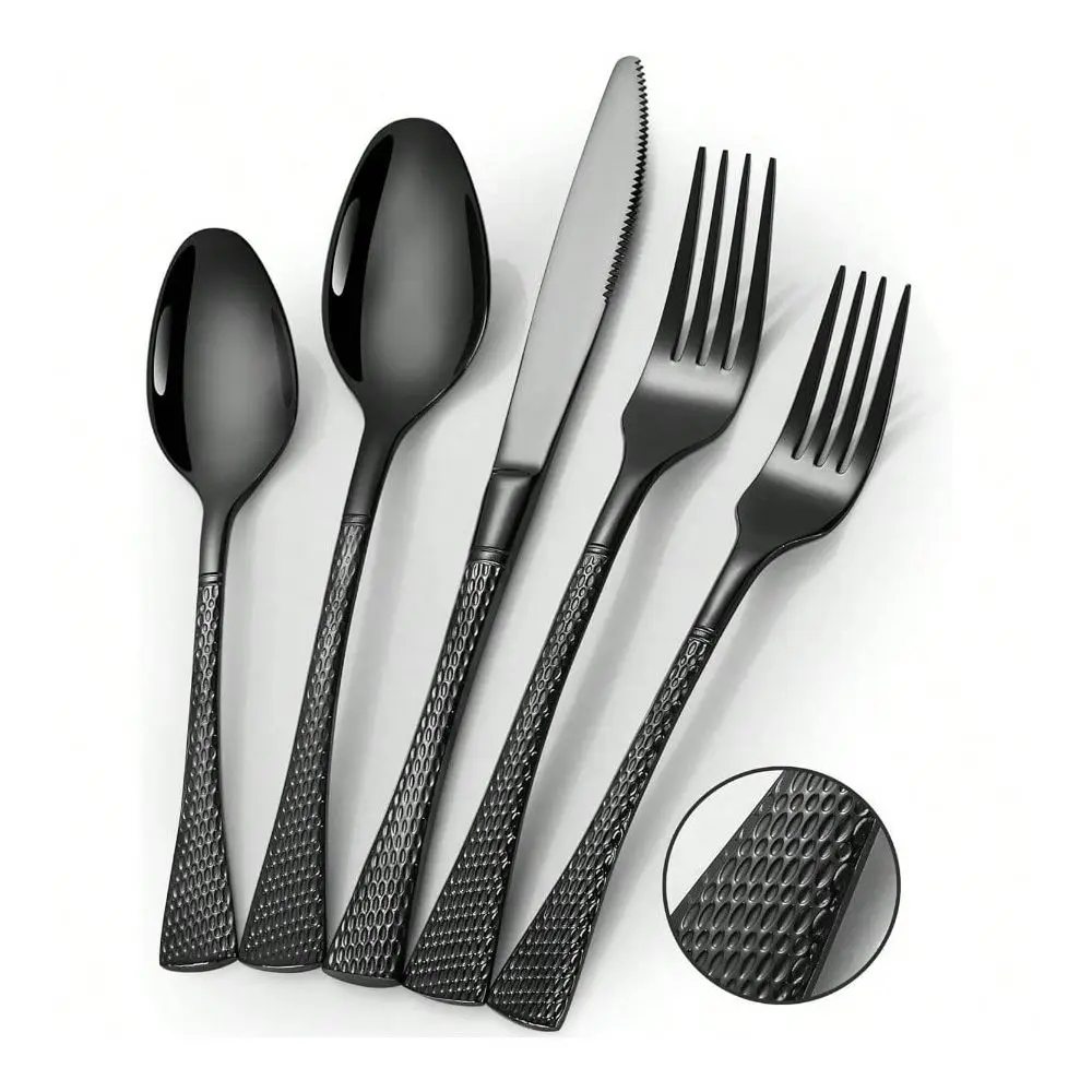 Black Silverware Set,20 Piece Modern Flatware Set Service For 4,Mirror Polished Stainless Steel Cutlery Set Utensil Set Tablewa
Black Silverware Set,20 Piece Modern Flatware Set Service For 4,Mirror Polished Stainless Steel Cutlery Set Utensil Set Tablewa