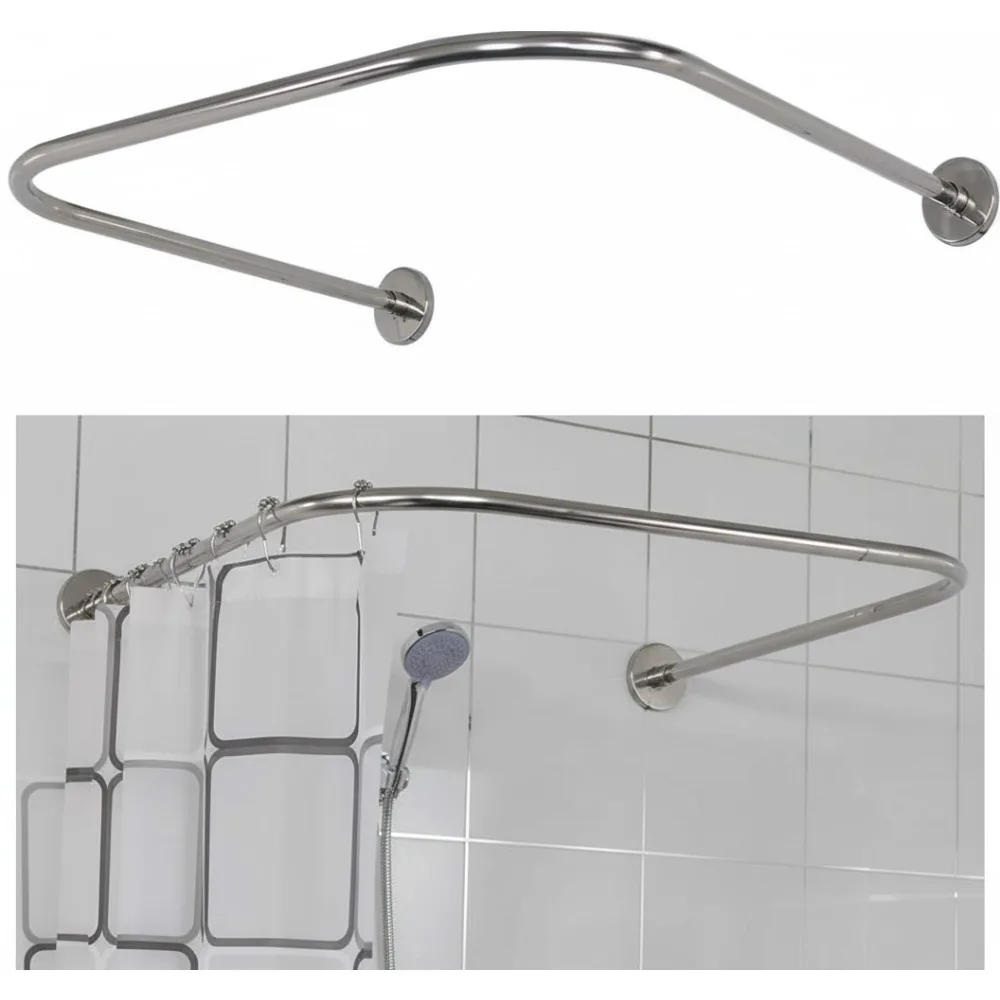 Adjustable U-Shaped Shower Curtain Rod 304 Stainless Steel with Rings - Flexible Installation for Bathtub
Adjustable U-Shaped Shower Curtain Rod 304 Stainless Steel with Rings - Flexible Installation for Bathtub