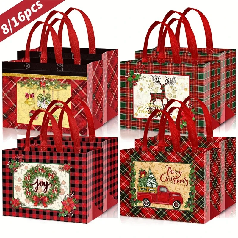 TOPLIVING 8/12Pcs Christmas Plaid Tote Bags Reusable Red Green Grocery Shopping Bags Non Woven Gift Party Treat Goodie Favors 
TOPLIVING 8/12Pcs Christmas Plaid Tote Bags Reusable Red Green Grocery Shopping Bags Non Woven Gift Party Treat Goodie Favors