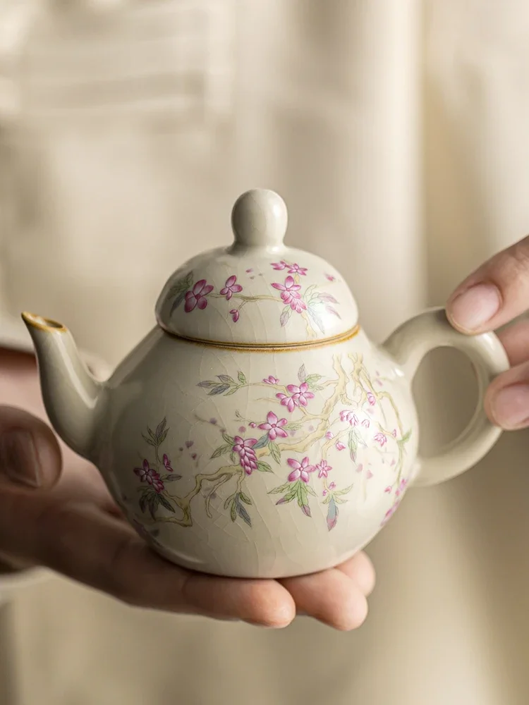 120 мл Ru Kiln Branch Peach Blossom Cong Yu Чайник Высококачественный одиночный чайник Кунг-фу Чайный сервиз Открытие Может Поднять чайник Чайная церемония
120 мл Ru Kiln Branch Peach Blossom Cong Yu Чайник Высококачественный одиночный чайник Кунг-фу Чайный сервиз Открытие Может Поднять чайник Чайная церемония