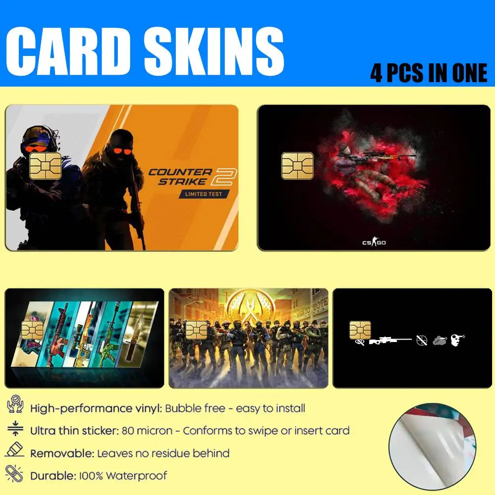 CS-2 Game C-Counter S-Strike-2 Skins Card Stickers for Bank Access Protective Waterproof Film Cover Sticker Gift
CS-2 Game C-Counter S-Strike-2 Skins Card Stickers for Bank Access Protective Waterproof Film Cover Sticker Gift