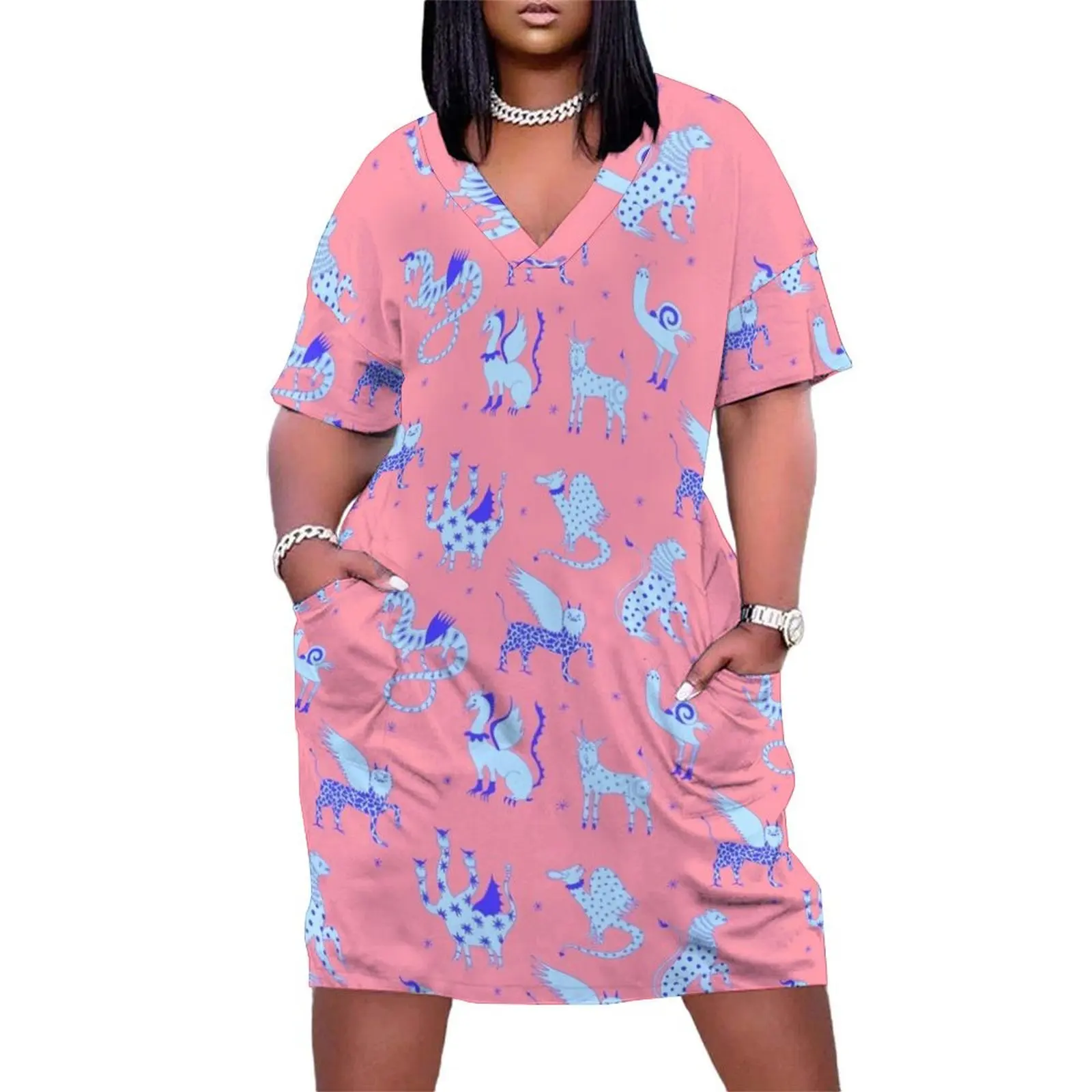 Medieval Monsters Blue and Pink Loose Pocket Dress women dresses summer clothes sensual sexy dress for women
Medieval Monsters Blue and Pink Loose Pocket Dress women dresses summer clothes sensual sexy dress for women