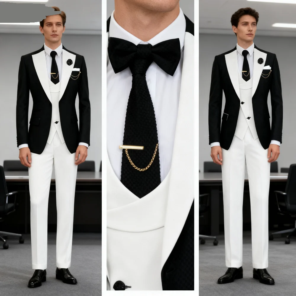 3 Pieces Slim Fit Men's Tuxedo Suits Formal Business Groom Costume for Wedding Party Prom - Jacket Pant Vest Set
3 Pieces Slim Fit Men's Tuxedo Suits Formal Business Groom Costume for Wedding Party Prom - Jacket Pant Vest Set