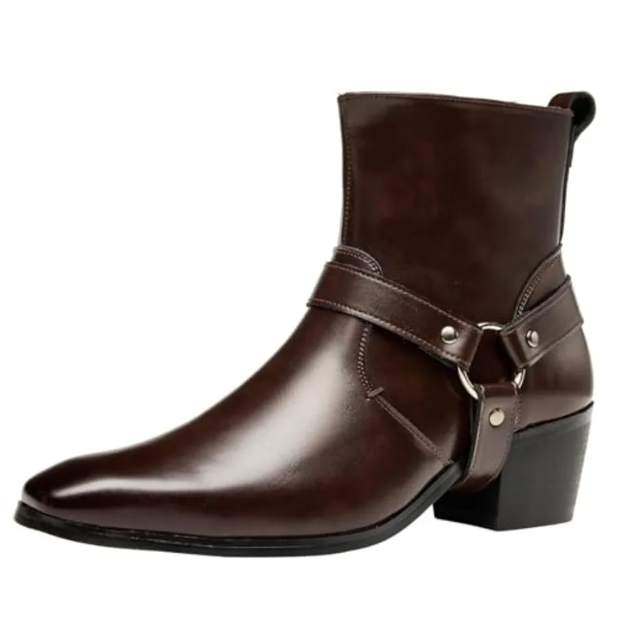 Men's Harness Boot, Fashion Chelsea Cowboy Western Style Biker Boot Chunky Heel with Strap and Metal, Side Zipper for Casual Fo
Men's Harness Boot, Fashion Chelsea Cowboy Western Style Biker Boot Chunky Heel with Strap and Metal, Side Zipper for Casual Fo