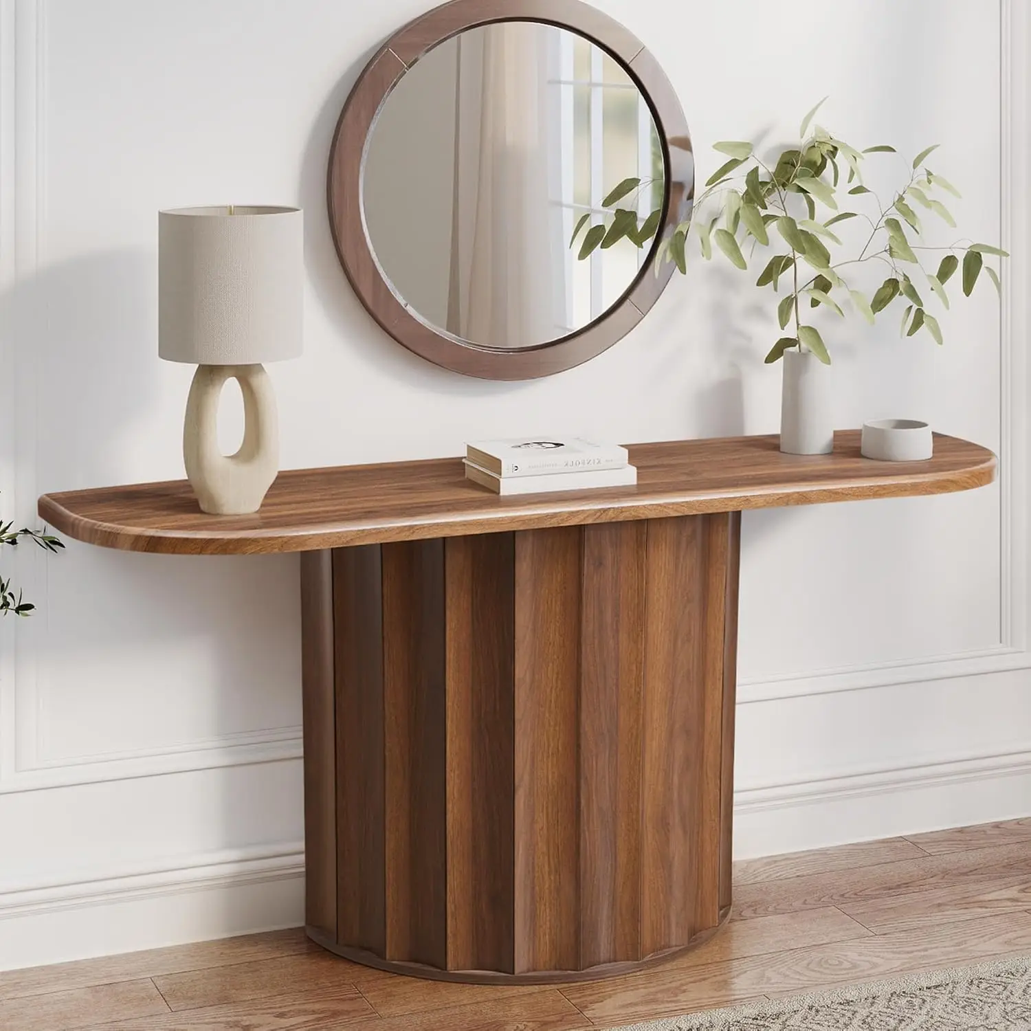 Fluted Console Table, 59'' Narrow Wooden Sofa Tables Behind Couch, Modern Entryway Table with Storage Curved Accent, Customized
Fluted Console Table, 59'' Narrow Wooden Sofa Tables Behind Couch, Modern Entryway Table with Storage Curved Accent, Customized