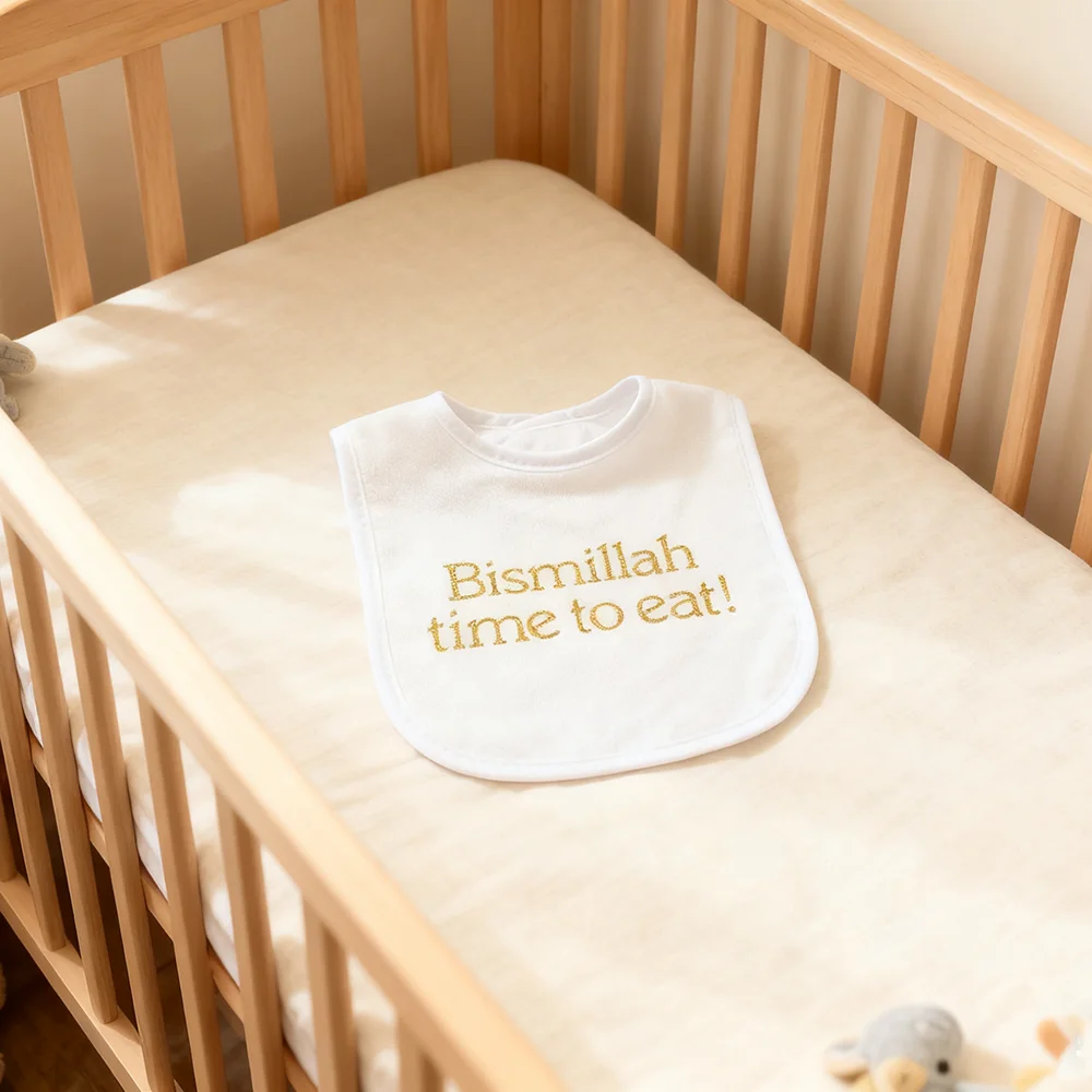 Bismillah time to eat baby bib Islamic Muslim Eid Al Adha Iftar Suhoor newborn boy girl clothes baby shower party decor gift
Bismillah time to eat baby bib Islamic Muslim Eid Al Adha Iftar Suhoor newborn boy girl clothes baby shower party decor gift