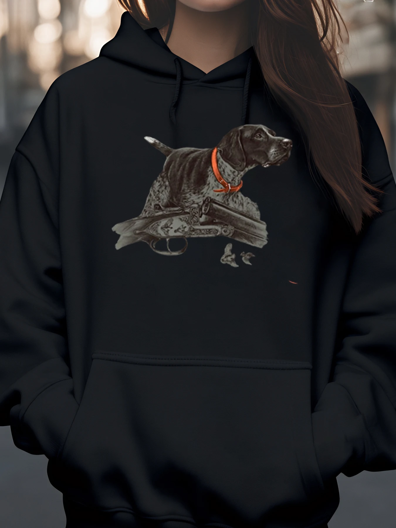 Толстовка с принтом собаки и дробовика, осенне-зимняя повседневная одежда для женщин
Толстовка с принтом собаки и дробовика, осенне-зимняя повседневная одежда для женщин