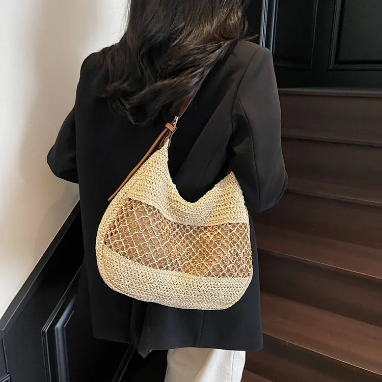 Women's Woven Straw Hobo Bag, Large Capacity Beach Tote Bag with Adjustable Leather Strap, Casual Summer Shoulder Bag
Women's Woven Straw Hobo Bag, Large Capacity Beach Tote Bag with Adjustable Leather Strap, Casual Summer Shoulder Bag