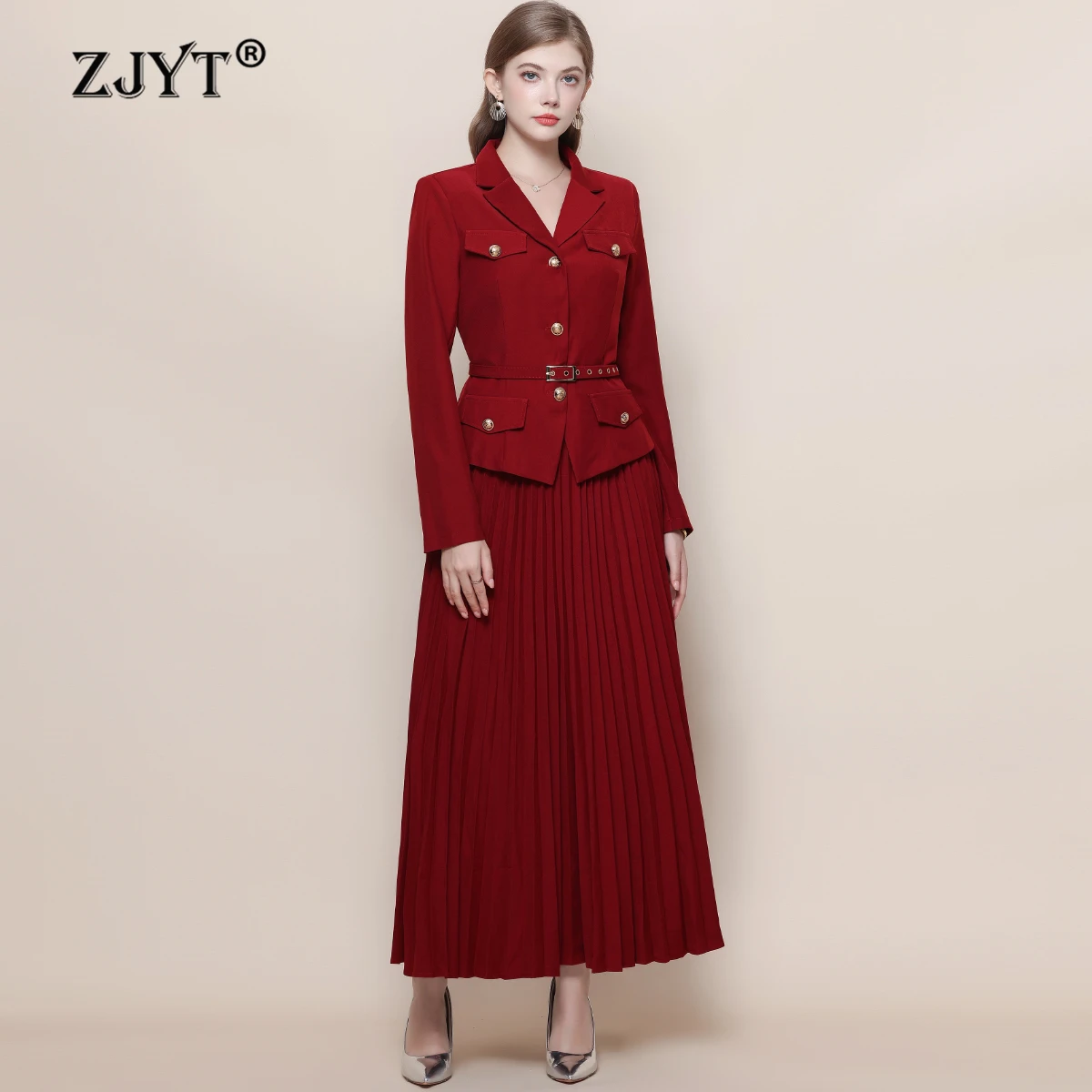 ZJYT Spring Elegant Outfits for Woman 2 Piece Set Festival Ladies Suit Blazer and Long Pleated Skirt Red Black Dress Sets 2026
ZJYT Spring Elegant Outfits for Woman 2 Piece Set Festival Ladies Suit Blazer and Long Pleated Skirt Red Black Dress Sets 2026