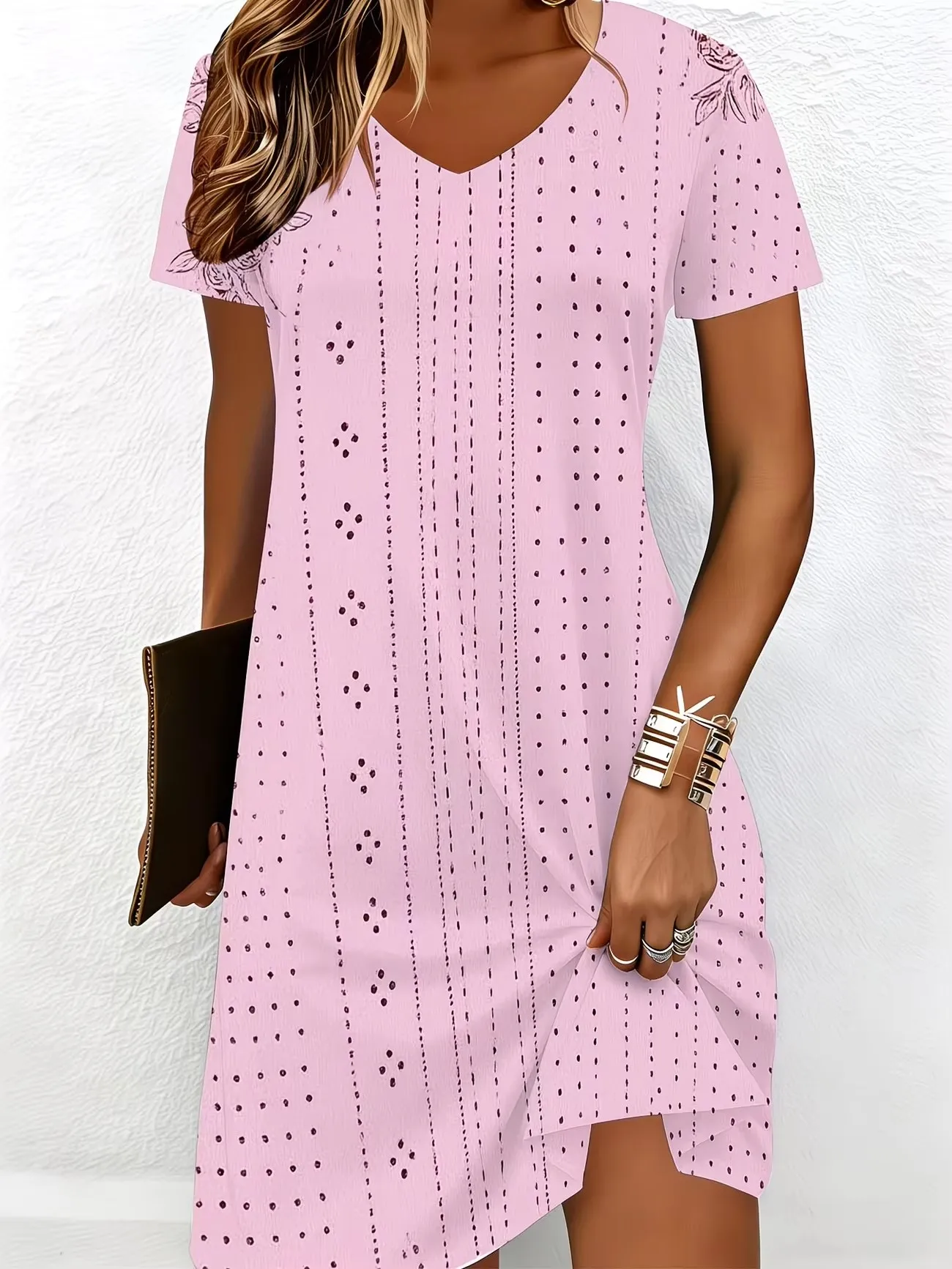 Summer women's V-neck short-sleeved print dress
Summer women's V-neck short-sleeved print dress
