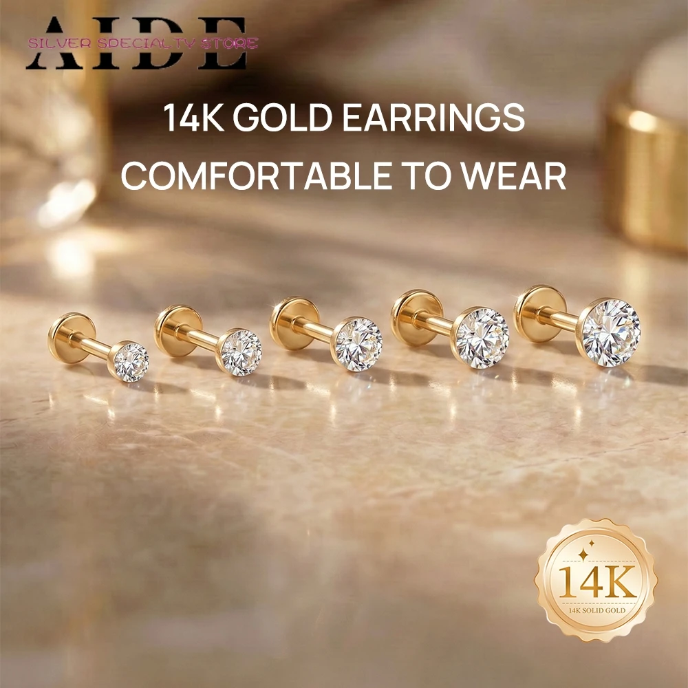 AIDE 14K Solid Gold Multi-size Classic Round Borderless Diamond for Women Flat Head Internal Thread Piercing Ear Bone Nail
AIDE 14K Solid Gold Multi-size Classic Round Borderless Diamond for Women Flat Head Internal Thread Piercing Ear Bone Nail