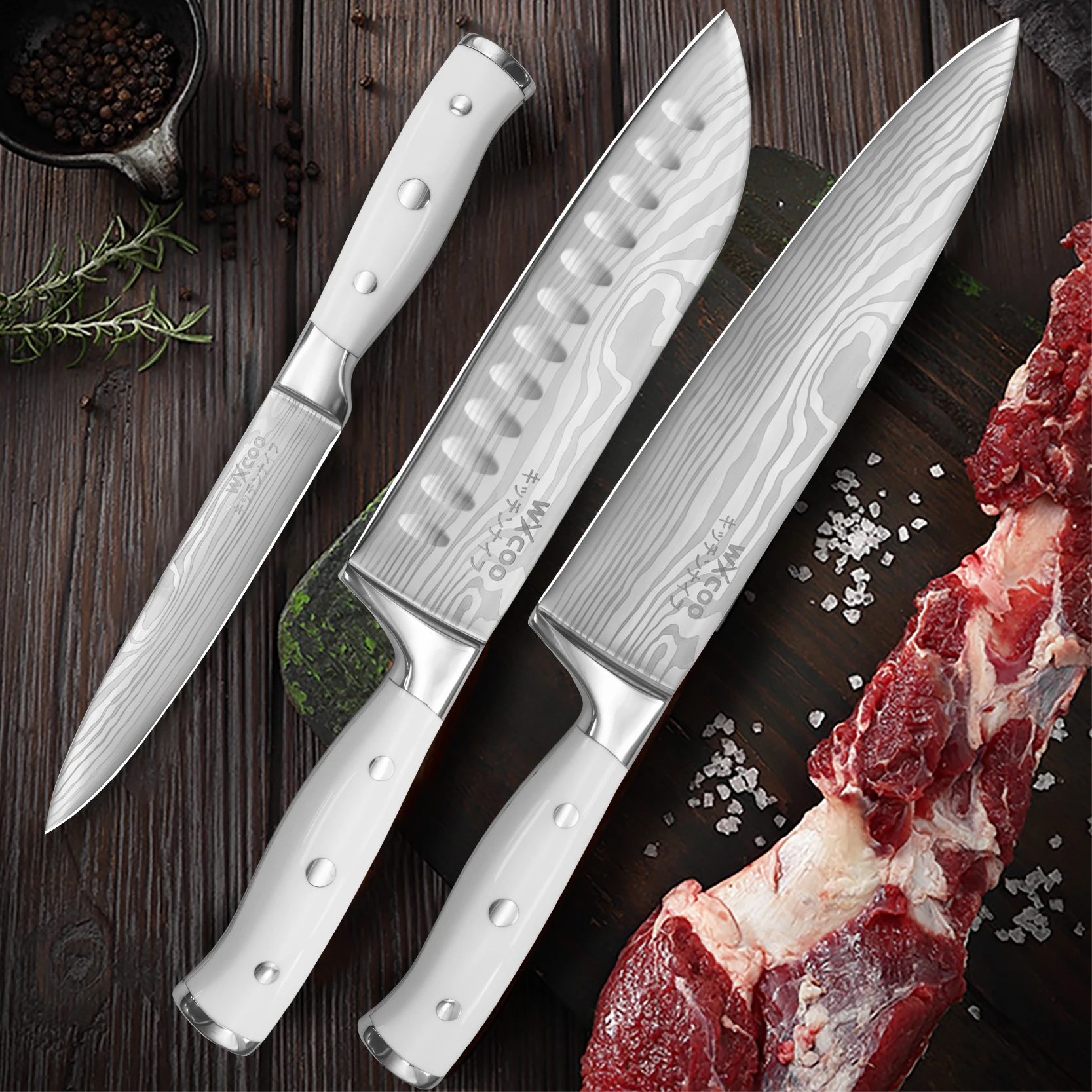 Stainless Steel Kitchen Knife Fruit Peeler Meat Cleaver Santoku Knife Professional Chef's Cooking Tool with Magnetic Knife Block
Stainless Steel Kitchen Knife Fruit Peeler Meat Cleaver Santoku Knife Professional Chef's Cooking Tool with Magnetic Knife Block