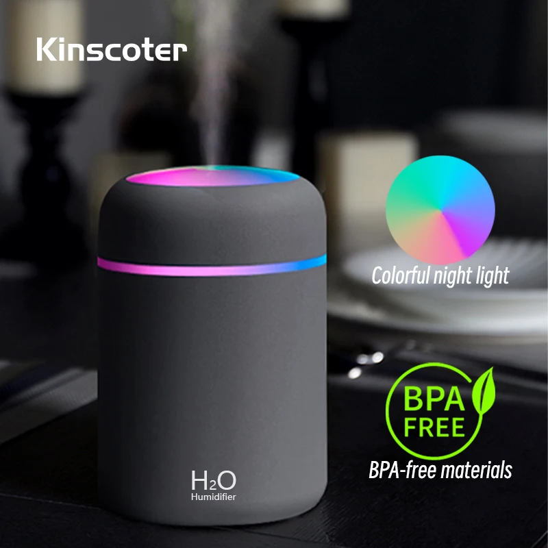 

Kinscoter Cool Mist Bedroom Home Car Plants Purifier Humificador 300ml H2O Air Humidifier Portable Mini USB Aroma Diffuser