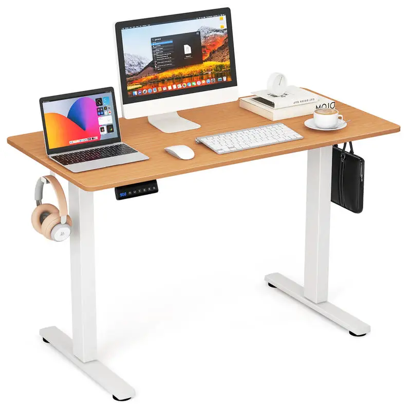 Electric Standing Desk with 3 Memory Height Settings and 2 Hanging Hooks & Cable Management-Natural
Electric Standing Desk with 3 Memory Height Settings and 2 Hanging Hooks & Cable Management-Natural