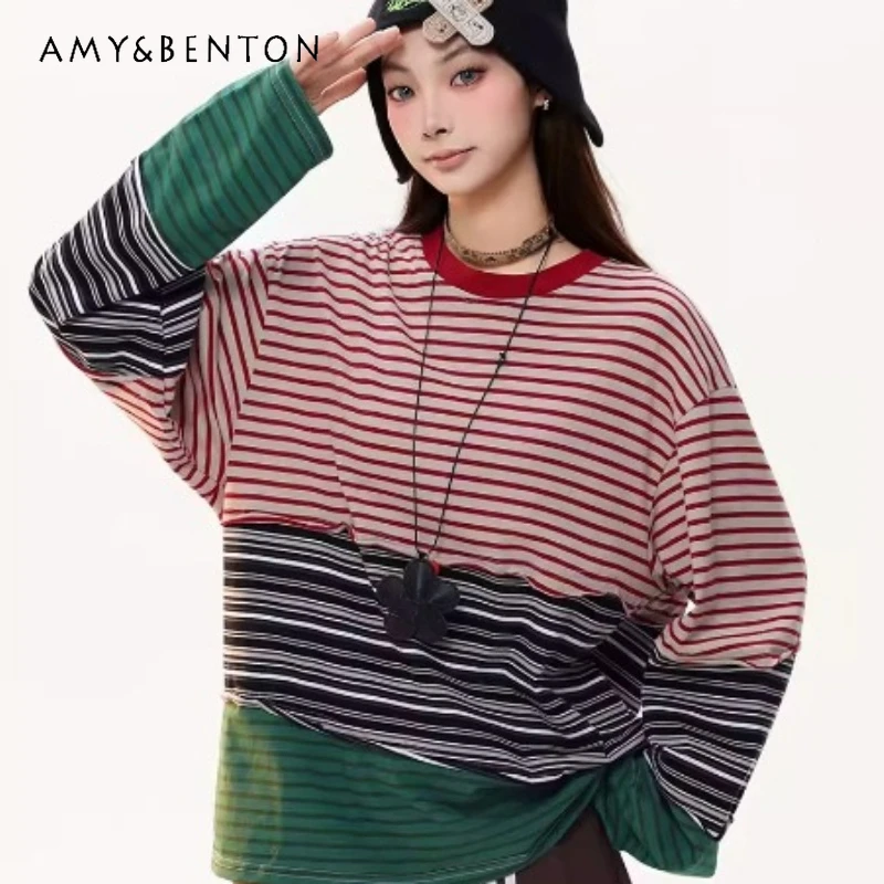 Original Retro Design Striped Splicing Long Sleeve T-Shirt Unisex 2026 Spring New Loose Sweet Cool Commuter Top Couple T-Shirts
Original Retro Design Striped Splicing Long Sleeve T-Shirt Unisex 2026 Spring New Loose Sweet Cool Commuter Top Couple T-Shirts