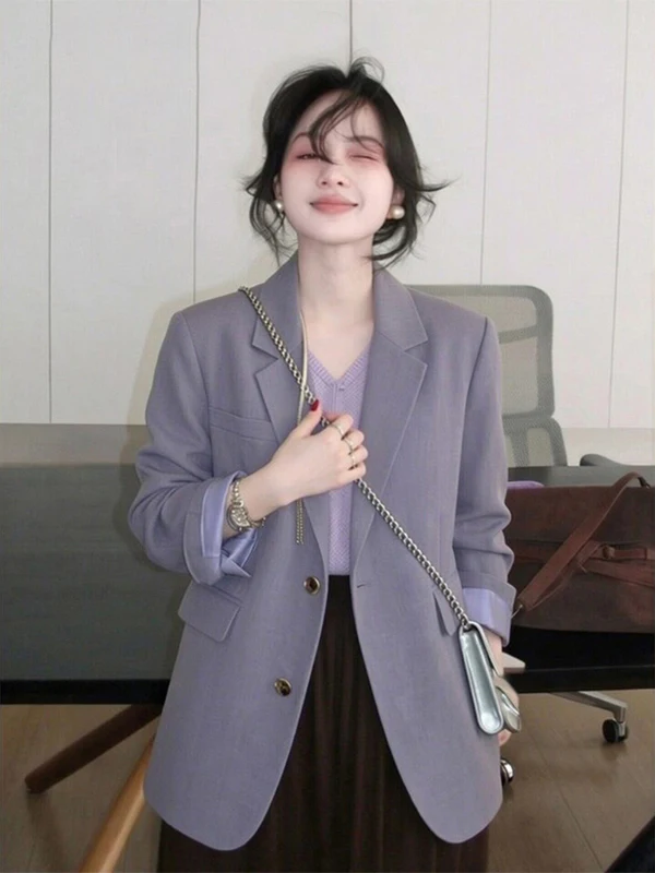 Elegant Purple Suit Jacket Women's Loose Fit Medium Length Spring 2026 Breathable Comfortable Quality Top Commute Style
Elegant Purple Suit Jacket Women's Loose Fit Medium Length Spring 2026 Breathable Comfortable Quality Top Commute Style