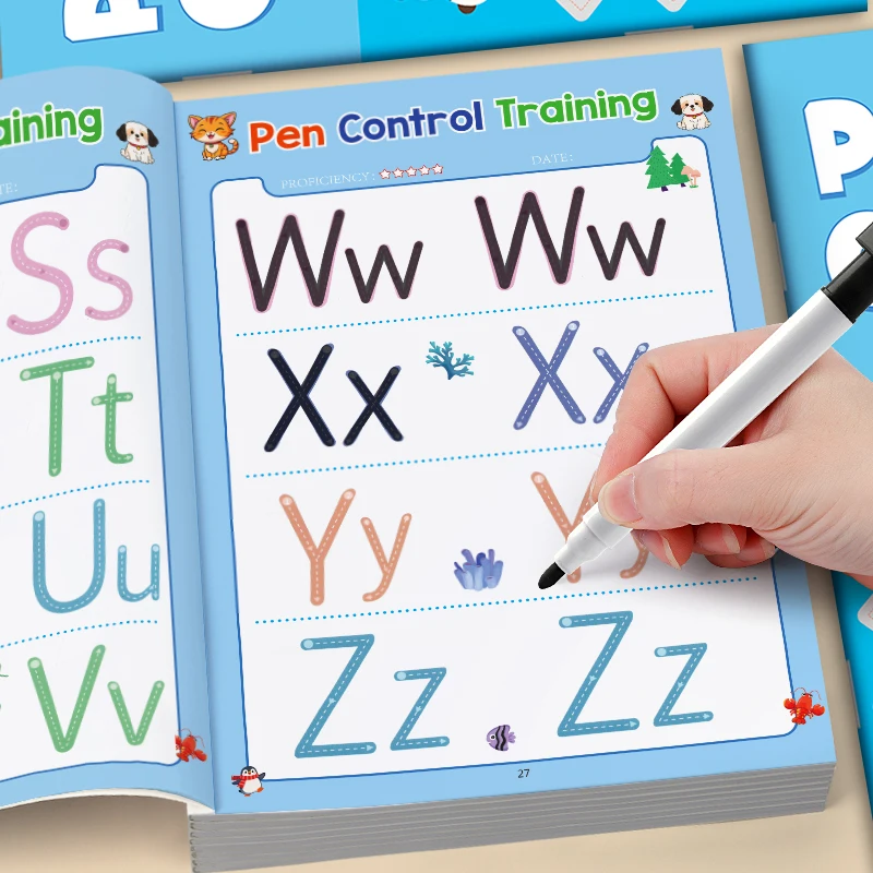 Preschool Pen Control Training Workbook - Tracing Lines, Shapes, Letters & Numbers, 32 Pages Early Learning Activity Book