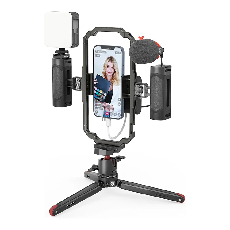 SmallRig Universal Phone Video Rig Kit for iPhone Smartphone and Cameras for Vlogging & Live Streaming - 3384B
SmallRig Universal Phone Video Rig Kit for iPhone Smartphone and Cameras for Vlogging & Live Streaming - 3384B