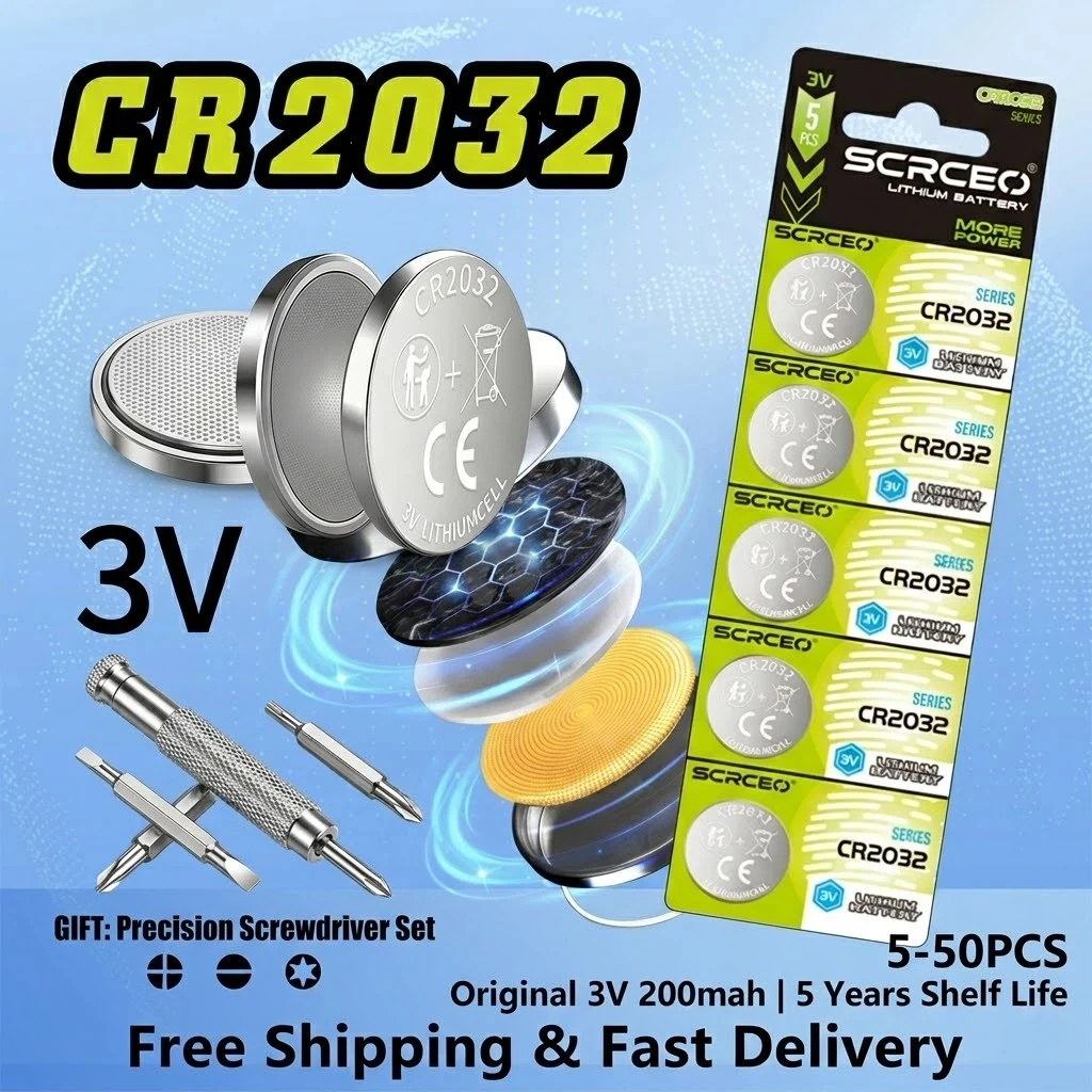 5-50PCS 3V CR2032 Lithium Button Battery DL2032 ECR2032 Coin Cell For Watch Calculator Remote
5-50PCS 3V CR2032 Lithium Button Battery DL2032 ECR2032 Coin Cell For Watch Calculator Remote
