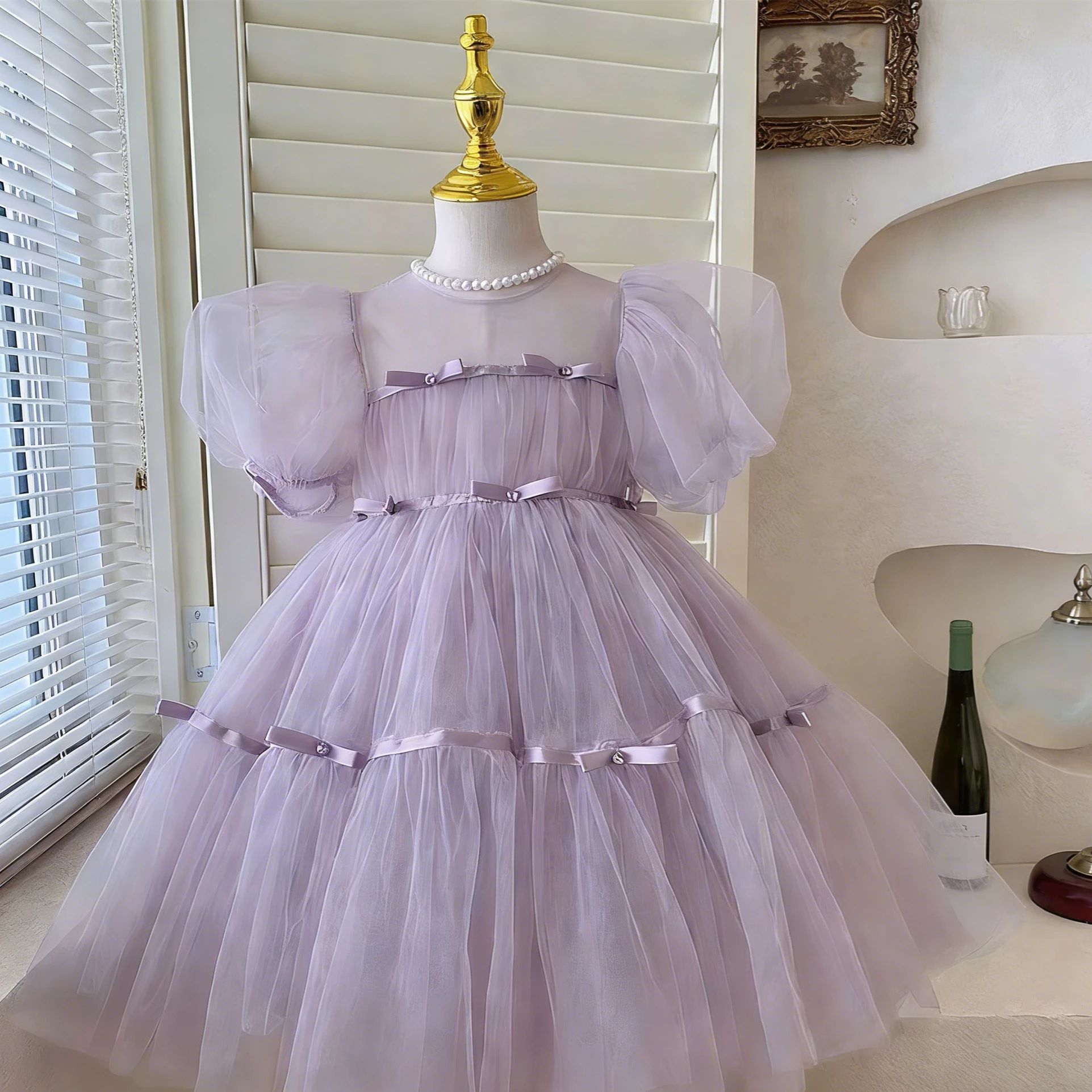 Customized Purple Flower Girl Dress For Wedding Tulle Short Sleeve High Waist Elegant Kids Birthday First Communion Gown
Customized Purple Flower Girl Dress For Wedding Tulle Short Sleeve High Waist Elegant Kids Birthday First Communion Gown