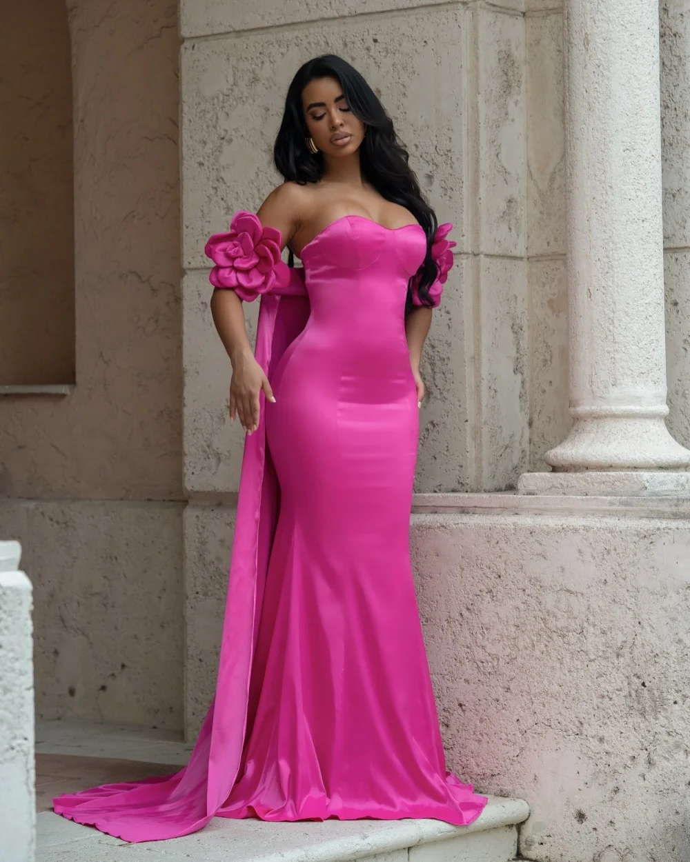 Customized Modern Style Women Charmeuse Handmade Flower Pleat Mermaid Evening Dresses Formal Strapless Sleeveless Prom Dresses
Customized Modern Style Women Charmeuse Handmade Flower Pleat Mermaid Evening Dresses Formal Strapless Sleeveless Prom Dresses