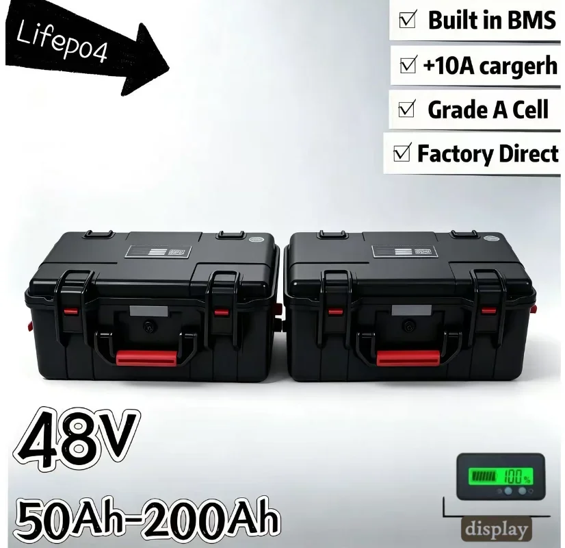 Waterproof 48V LiFePO4 Battery Pack, Grade A Cells with Built-in BMS, Long Cycle Rechargeable Lithium Battery for Marine Boat, R
Waterproof 48V LiFePO4 Battery Pack, Grade A Cells with Built-in BMS, Long Cycle Rechargeable Lithium Battery for Marine Boat, R