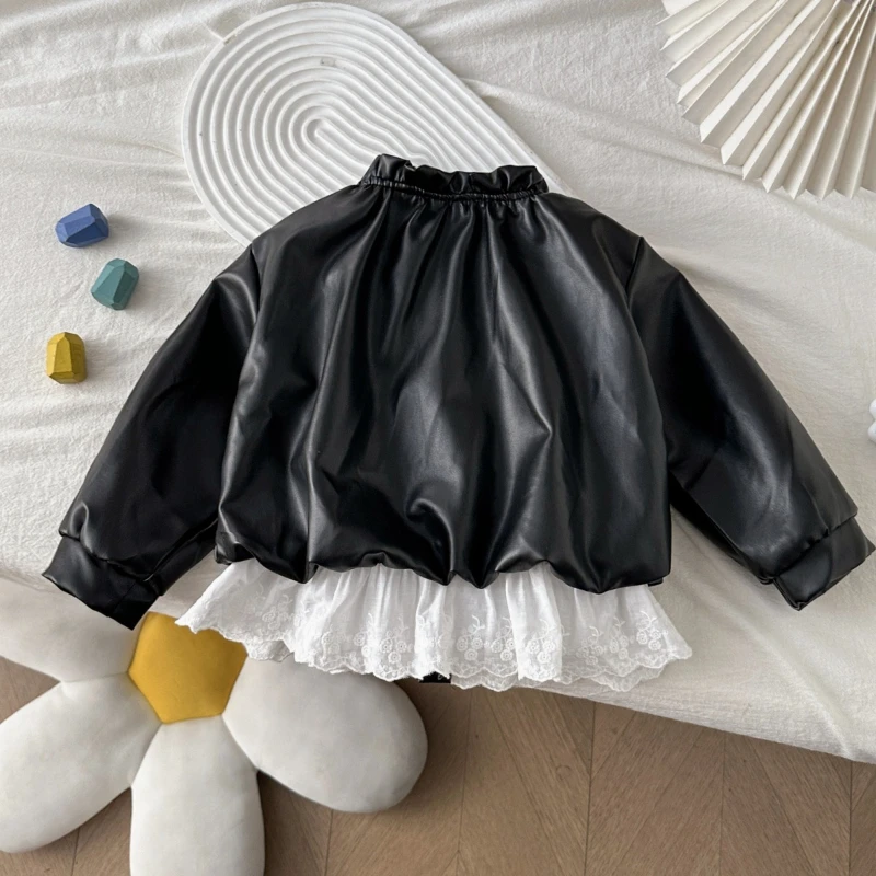Spring New Collection, Girls' Forest Style Lace and Lace Patchwork Leather Jacket Girls' Leather Jacket
Spring New Collection, Girls' Forest Style Lace and Lace Patchwork Leather Jacket Girls' Leather Jacket