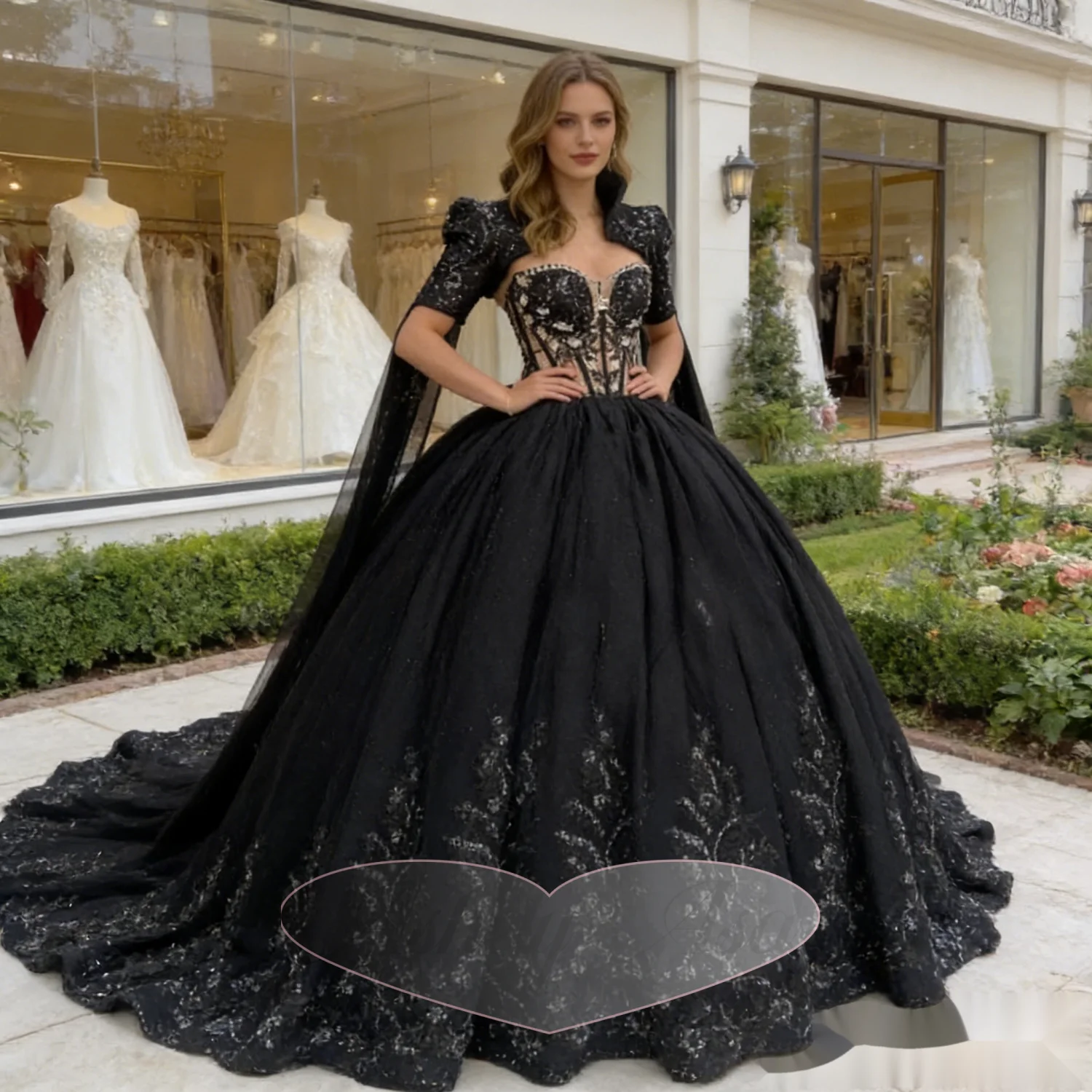 Customized Black Saudi Arabic Prom Dress With Cape Crystal Sheer Ball Gown Women Formal Occasion Vestido De 15 Anos Quinceanera
Customized Black Saudi Arabic Prom Dress With Cape Crystal Sheer Ball Gown Women Formal Occasion Vestido De 15 Anos Quinceanera
