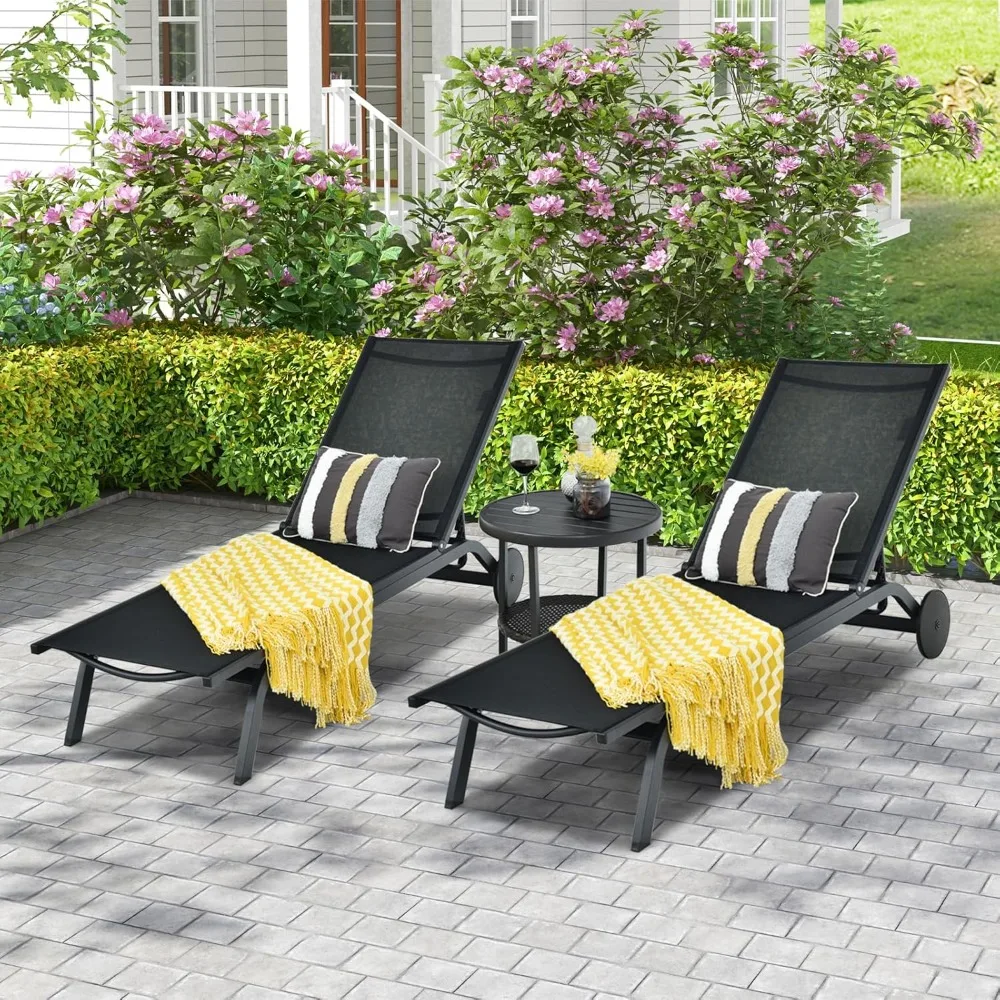 2 PCS Outdoor Patio Chaise Lounge, 6-Position Adjustable Pool Lounger with Stable Aluminum Frame, Portable Lounge Chair
2 PCS Outdoor Patio Chaise Lounge, 6-Position Adjustable Pool Lounger with Stable Aluminum Frame, Portable Lounge Chair