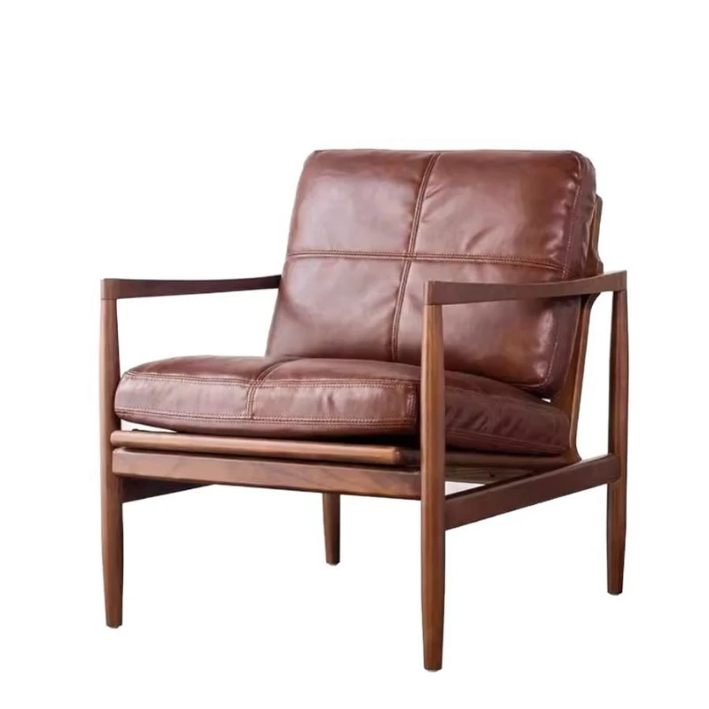 Solid wood retro single sofa chair leather down chair lazy back chair high rebound filling
Solid wood retro single sofa chair leather down chair lazy back chair high rebound filling