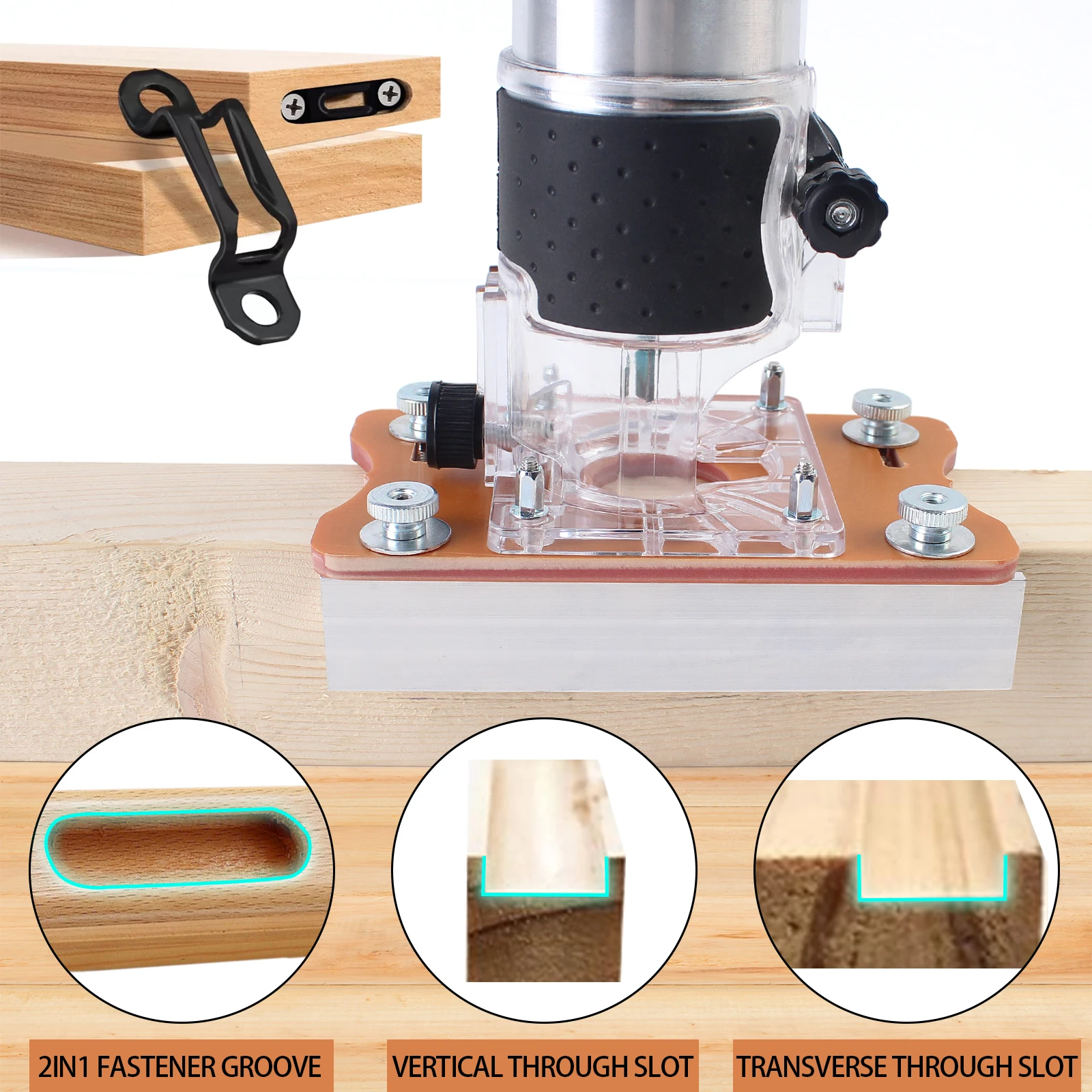 2 in 1 Invisible Fastener Slotting Bracket Trimming Machine Slotted Bracket for Woodworking, Aluminum Alloy Wood Router Base
2 in 1 Invisible Fastener Slotting Bracket Trimming Machine Slotted Bracket for Woodworking, Aluminum Alloy Wood Router Base