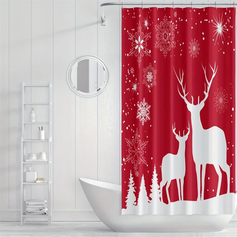 Праздничная рождественская занавеска для душа: большой принт снежинки и оленя, водонепроницаемая, можно стирать в машине
Праздничная рождественская занавеска для душа: большой принт снежинки и оленя, водонепроницаемая, можно стирать в машине