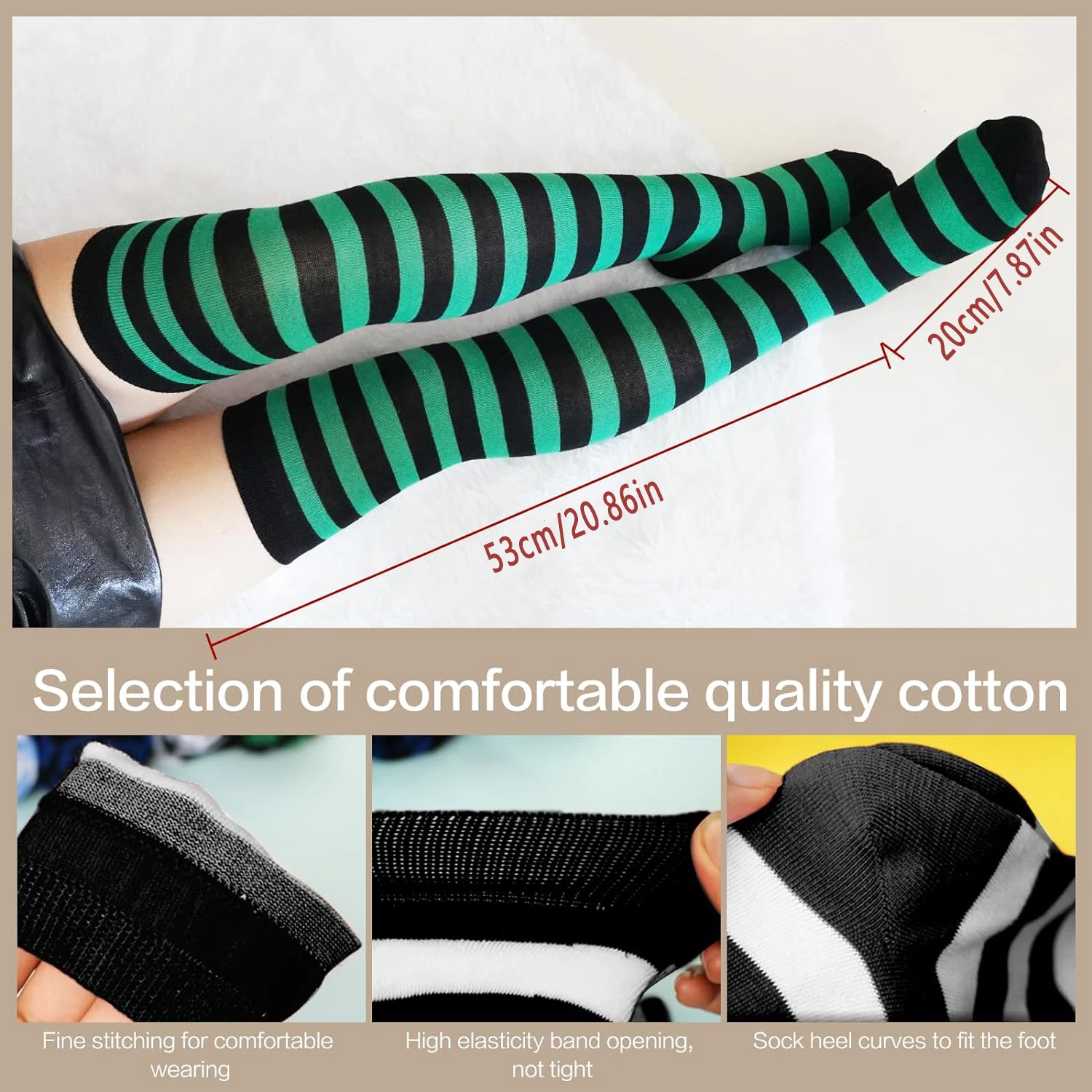 Women's White Striped Thigh High Socks, Over Knee High Stockings, Cosplay Long Socks for Party Halloween Daily Wear
Women's White Striped Thigh High Socks, Over Knee High Stockings, Cosplay Long Socks for Party Halloween Daily Wear