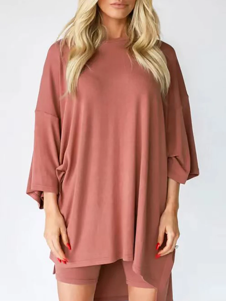 Women Summer Solid 2023 New Loungewear Sets O-Neck Batwing Sleeve Simple Two Pieces Suits Sportswear Elastic Waist Shorts Outfit
Women Summer Solid 2023 New Loungewear Sets O-Neck Batwing Sleeve Simple Two Pieces Suits Sportswear Elastic Waist Shorts Outfit
