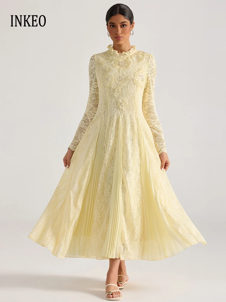 Luxury Evening lace patchwork long dress Slim Women's 2026 New collection Floral plated Long sleeve mini dresses INKEO 6D073
Luxury Evening lace patchwork long dress Slim Women's 2026 New collection Floral plated Long sleeve mini dresses INKEO 6D073