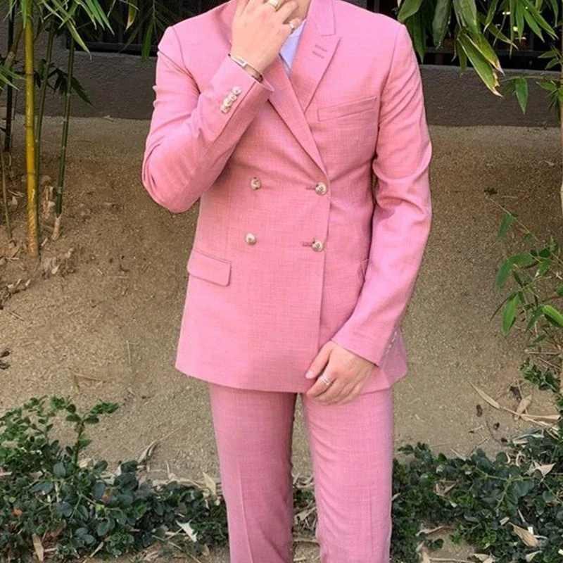 Fashion Pink Double Breasted Men Suits Casual Slim Fit Peak Lapel Blazers Hombre High Quality Custom 2 Piece Set Costume Homme
Fashion Pink Double Breasted Men Suits Casual Slim Fit Peak Lapel Blazers Hombre High Quality Custom 2 Piece Set Costume Homme