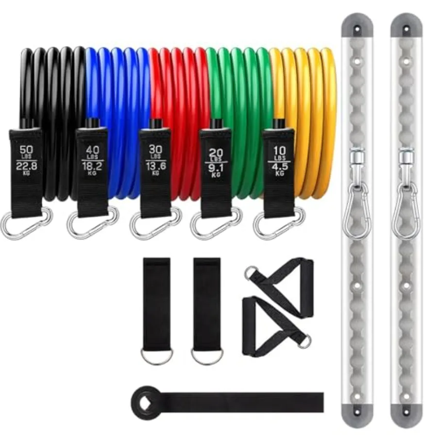 Adjustable Resistance Band Wall Anchor Set, Load Capacity Over 2000 Lbs, 100cm Aluminum Rail with 150lb Bungee Set, for Fitness
Adjustable Resistance Band Wall Anchor Set, Load Capacity Over 2000 Lbs, 100cm Aluminum Rail with 150lb Bungee Set, for Fitness