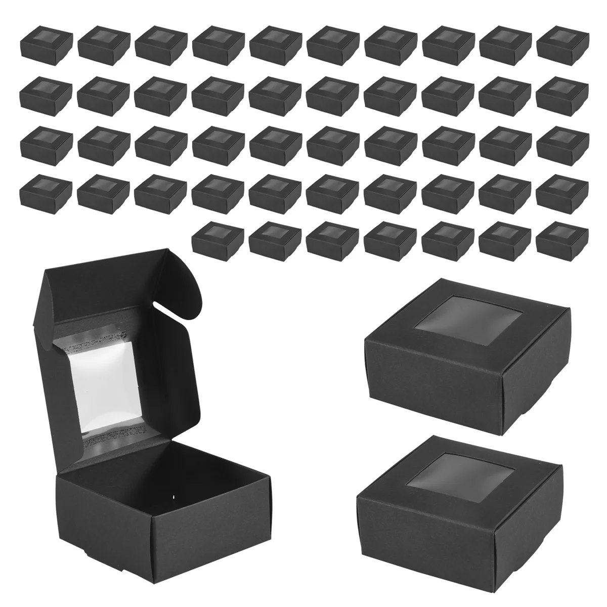 A79I 50 Pieces Mini Kraft Paper Box with Window Present Packaging Box Treat Box for Homemade Soap Treat Bakery Candy (Black)
A79I 50 Pieces Mini Kraft Paper Box with Window Present Packaging Box Treat Box for Homemade Soap Treat Bakery Candy (Black)