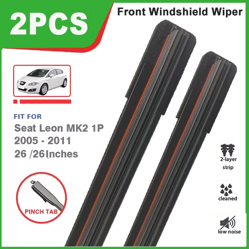 2PCS Double Rubber Front Wiper Blades For Seat Leon 2 MK2 1P 2005 - 2011 Windshield Windscreen Car Replacement Accessories
2PCS Double Rubber Front Wiper Blades For Seat Leon 2 MK2 1P 2005 - 2011 Windshield Windscreen Car Replacement Accessories