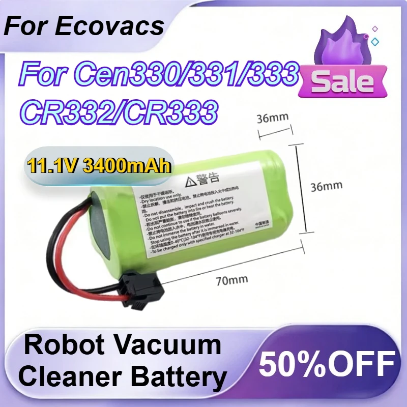 11.1V 3400mAh Robot Vacuum Cleaner Battery for Ecovacs Cen330/331/333 CR332/CR333 Battery
11.1V 3400mAh Robot Vacuum Cleaner Battery for Ecovacs Cen330/331/333 CR332/CR333 Battery