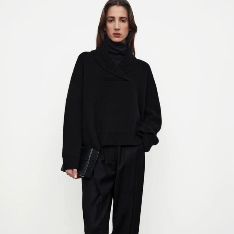 Nordic mat Tot Sle Loose Knit Sweater Large Collar Casual Commute High End Feeling Women's Faion Spring Long Sve
Nordic mat Tot Sle Loose Knit Sweater Large Collar Casual Commute High End Feeling Women's Faion Spring Long Sve