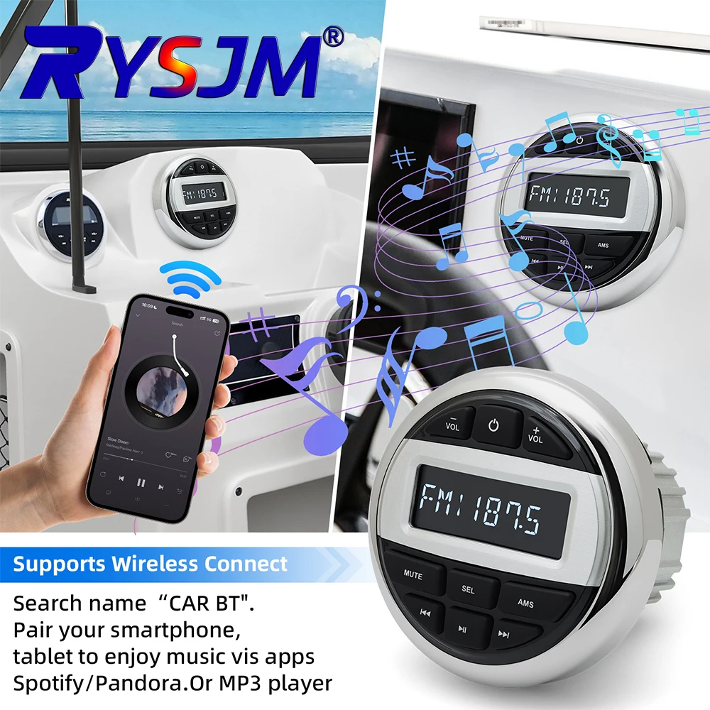 Boat Radio Media Player Marine Stereo MP3 Waterproof Bluetooth Audio Radio FM AM Receiver Fit for Harvesters ATV UTV SPA RZR
Boat Radio Media Player Marine Stereo MP3 Waterproof Bluetooth Audio Radio FM AM Receiver Fit for Harvesters ATV UTV SPA RZR