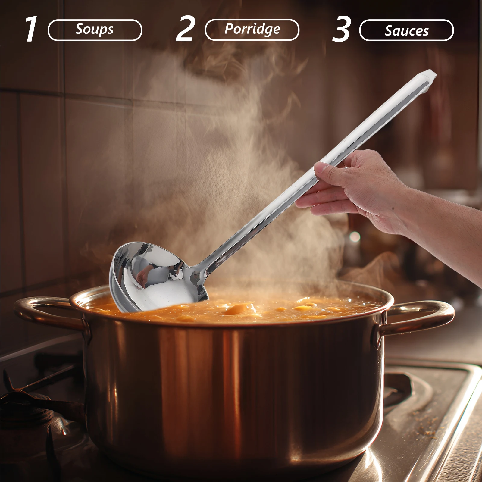 Stainless Steel Soup Large Metal Serving Kitchen Utensil Long Handle Hook Design Multipurpose Use for Home Commercial Kitchens
Stainless Steel Soup Large Metal Serving Kitchen Utensil Long Handle Hook Design Multipurpose Use for Home Commercial Kitchens
