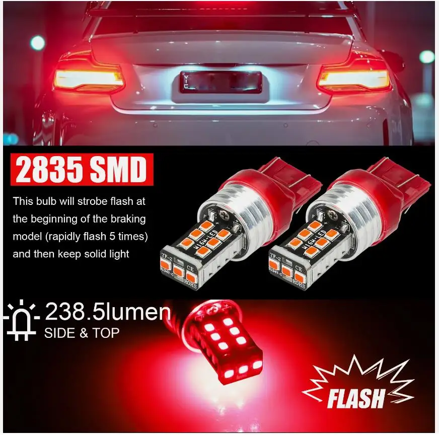 4Pcs Car Red Strobe Flashing Brake Stop Tail Parking Light Bulb 15 Lights Red Light Beads Flashing 7440A WY21W 7440SV W21W
4Pcs Car Red Strobe Flashing Brake Stop Tail Parking Light Bulb 15 Lights Red Light Beads Flashing 7440A WY21W 7440SV W21W
