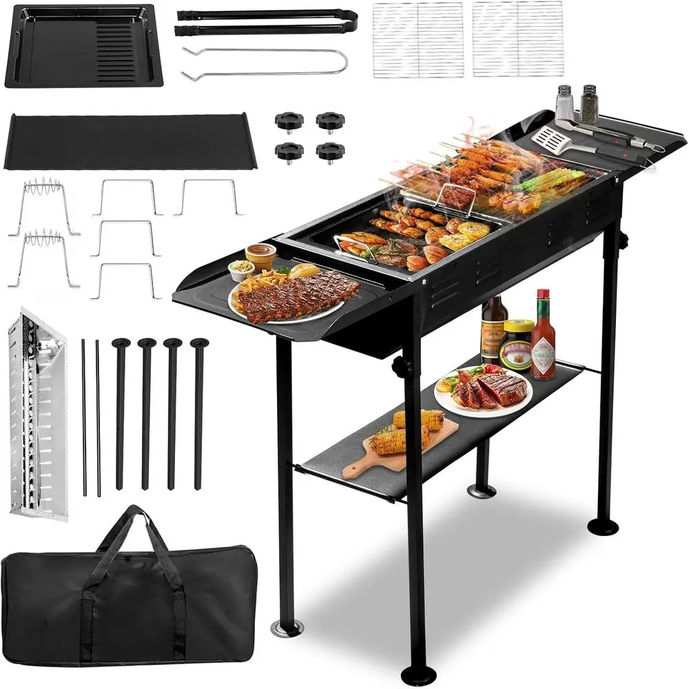 Portable BBQ Grill with Folding Barbecue Pan, Carry Bag, and Storage Shelf for Outdoor, Camping, Garden Parties, and Patio Cooki
Portable BBQ Grill with Folding Barbecue Pan, Carry Bag, and Storage Shelf for Outdoor, Camping, Garden Parties, and Patio Cooki
