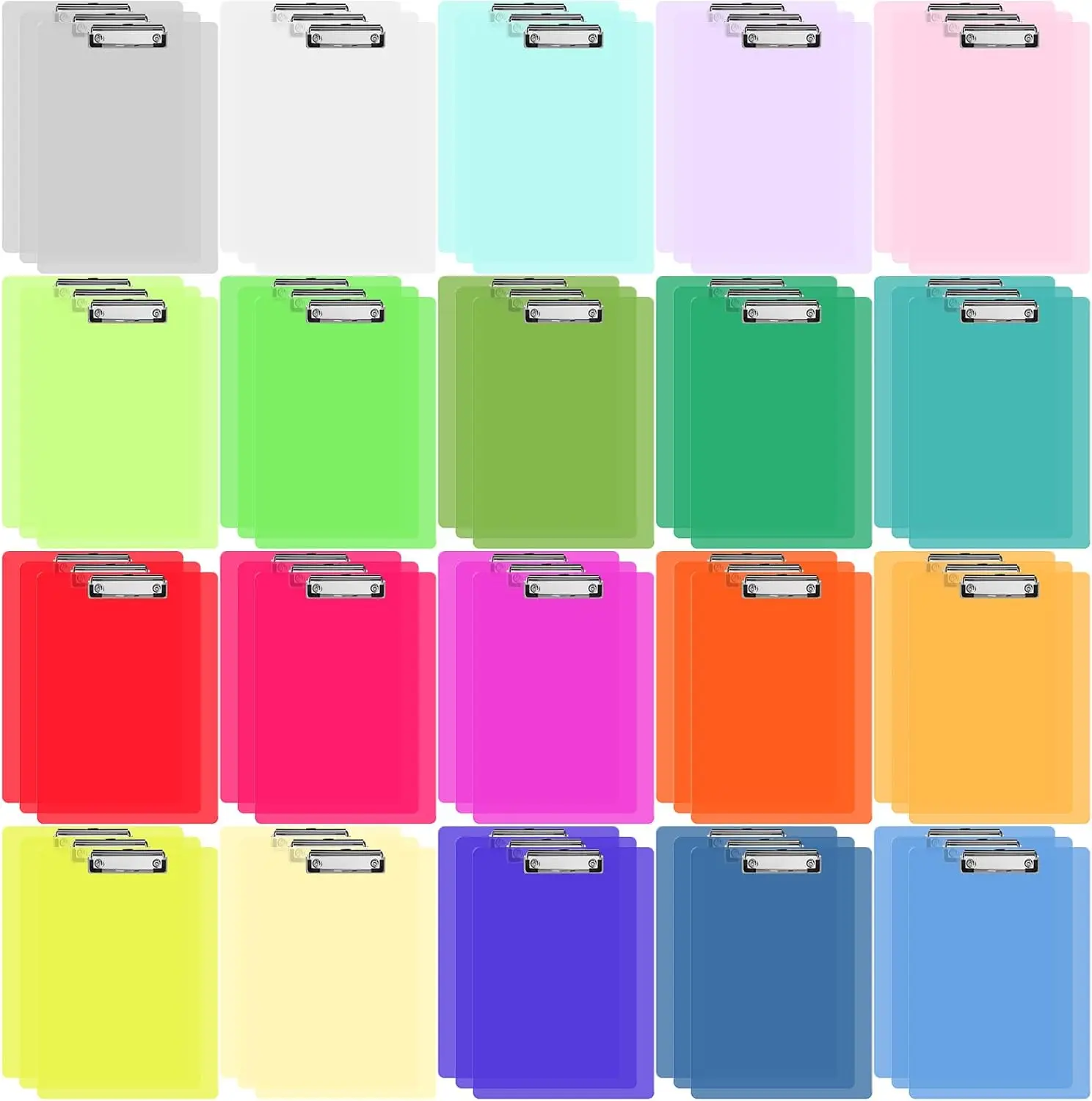 60 Pcs Plastic Clipboards Bulk, 20 Colors, 12.5x9 In Clear A4 Letter Size Low Profile Portable for Classroom Office Students
60 Pcs Plastic Clipboards Bulk, 20 Colors, 12.5x9 In Clear A4 Letter Size Low Profile Portable for Classroom Office Students
