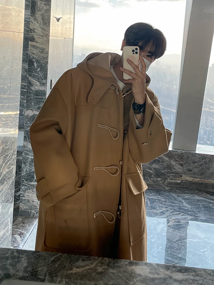 MRCYC Men's Woolen Coat Winter Korean Style Loose Horn Button Mid-Length Retro Hooded Windbreaker Fashionable Outerwear
MRCYC Men's Woolen Coat Winter Korean Style Loose Horn Button Mid-Length Retro Hooded Windbreaker Fashionable Outerwear