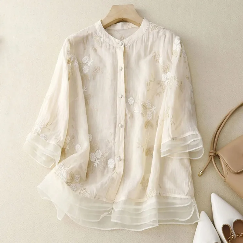 Shirts & Blouses Women'S Five Point Sleeve Embroidery Loose Literary Vintage Cotton Top Long Blusas Mujer Elegantes Y Juveniles
Shirts & Blouses Women'S Five Point Sleeve Embroidery Loose Literary Vintage Cotton Top Long Blusas Mujer Elegantes Y Juveniles